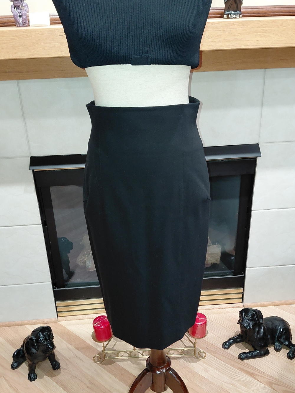 KaufmanFranco Classic Black High-Waist Pencil Skirt 6 42